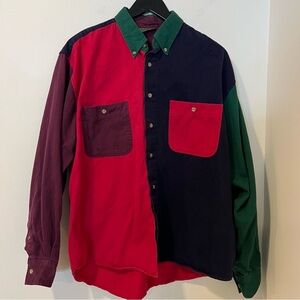 Vintage Hamilton Collection Mens Color Block Button Up Shirt Large Collared